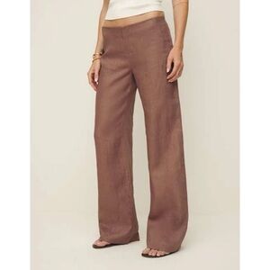 NWT Reformation Vida Linen Low Rise Pant Straight Leg Mink 10